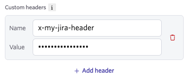 Screenshot of custom headers configuration