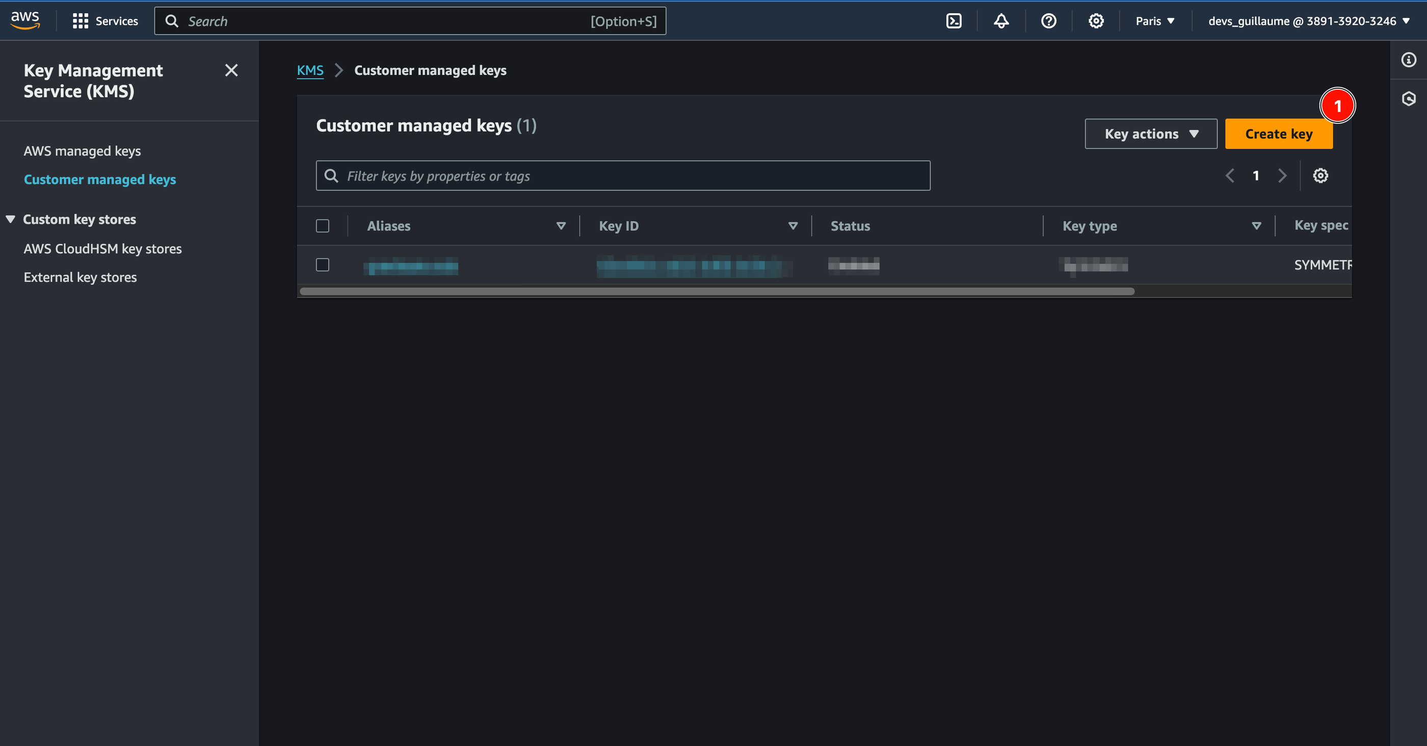 AWS MSK create key