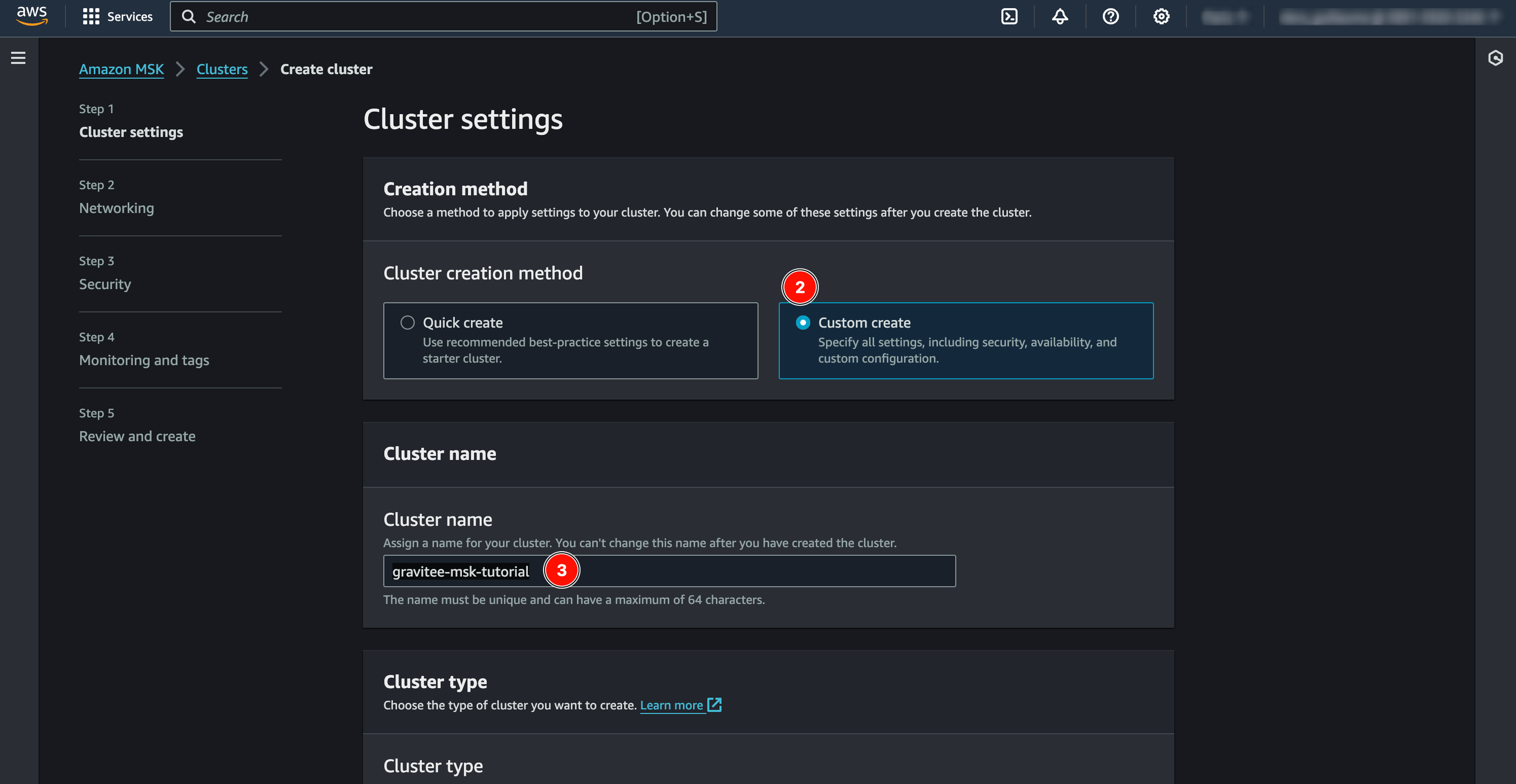 AWS MSK cluster settings