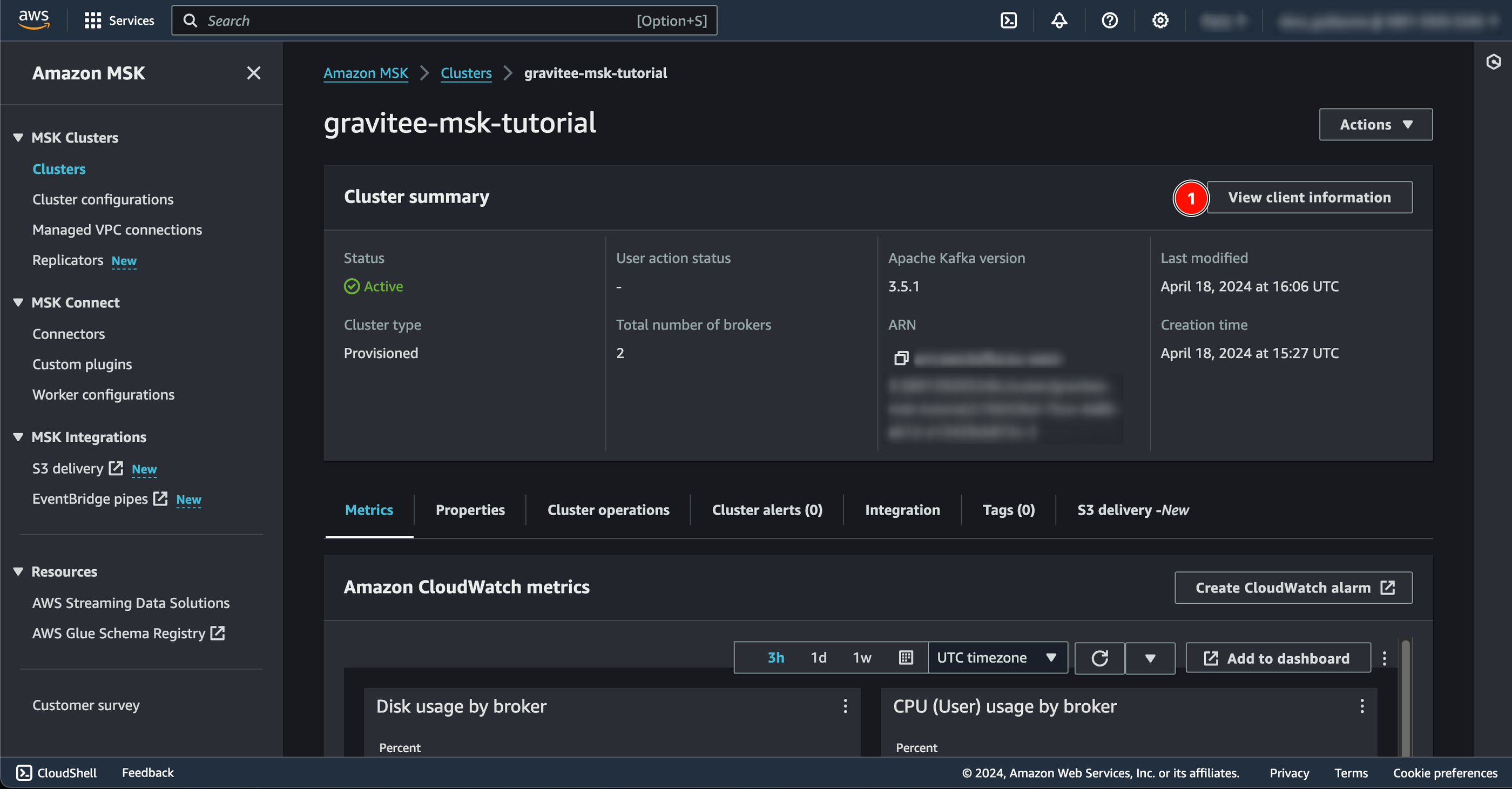 AWS MSK cluster summary