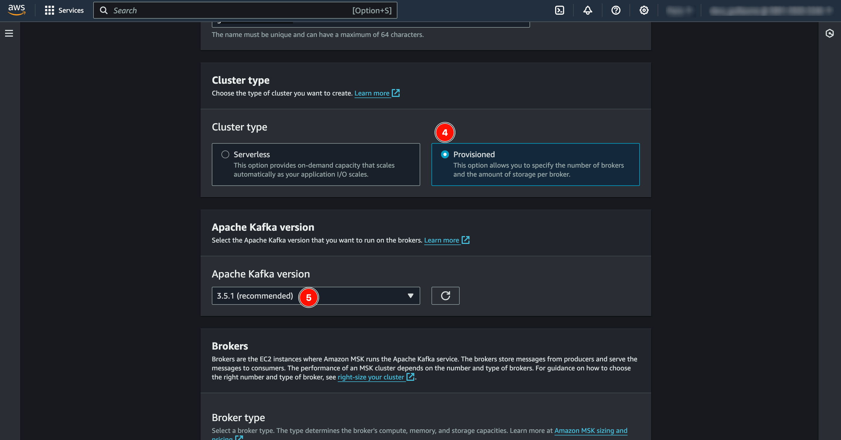 AWS MSK cluster type