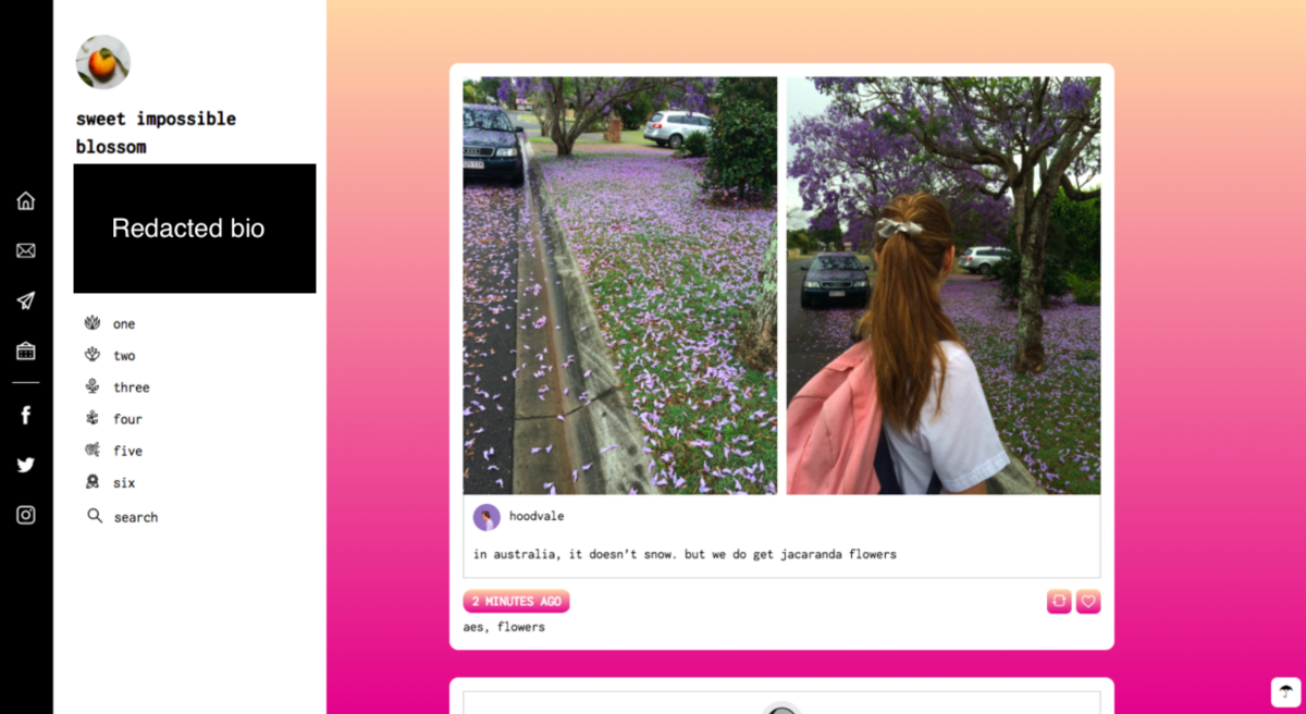 A Tumblr theme I made when I was 18 and going through a gradients phase.